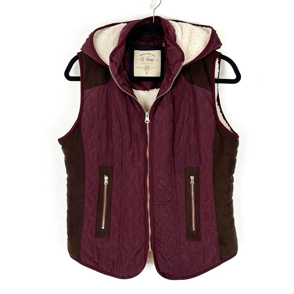 Women’s Puffer Sherpa Hooded Vest